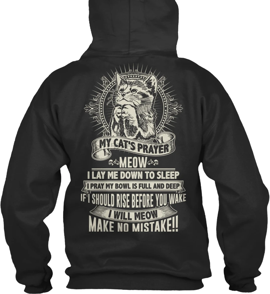 Футболка для любителей кошек Meow I Lay Me Dow EU уличная Мужская Женская толстовка с