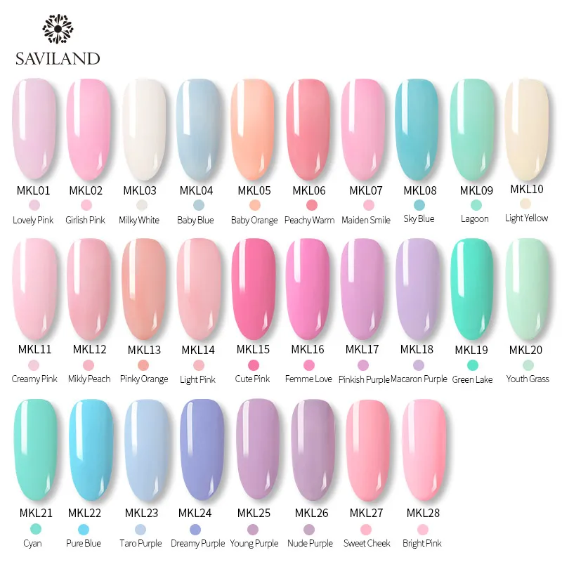 Saviland Macaron Nail Gel Pen 28 Colors Glitter Fluorescent Uv Lacquer Varnish Hybrid Soak Off Primer Top Coat for Nails | Красота и