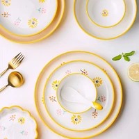 2022 ceramic sable ware daisy pattern creative personality rice bowl salad plate spoon japanese style high luminarc %d0%bf%d0%be%d1%81%d1%83%d0%b4%d0%b0
