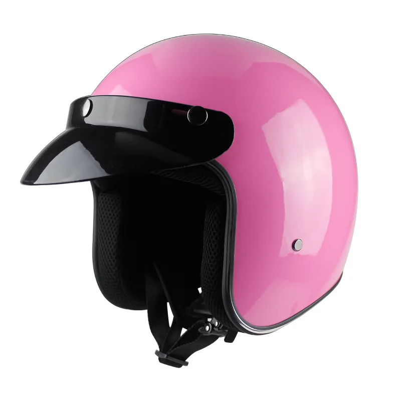 

Motorcycle Helmet 3/4 Half Scooter Vintage Casco Moto Open Face Retro MTB Capacete Vespa Enduro Downhill Mopeds Pink Casque