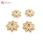 Латунные и циркониевые шапочки для бусин, 24 к