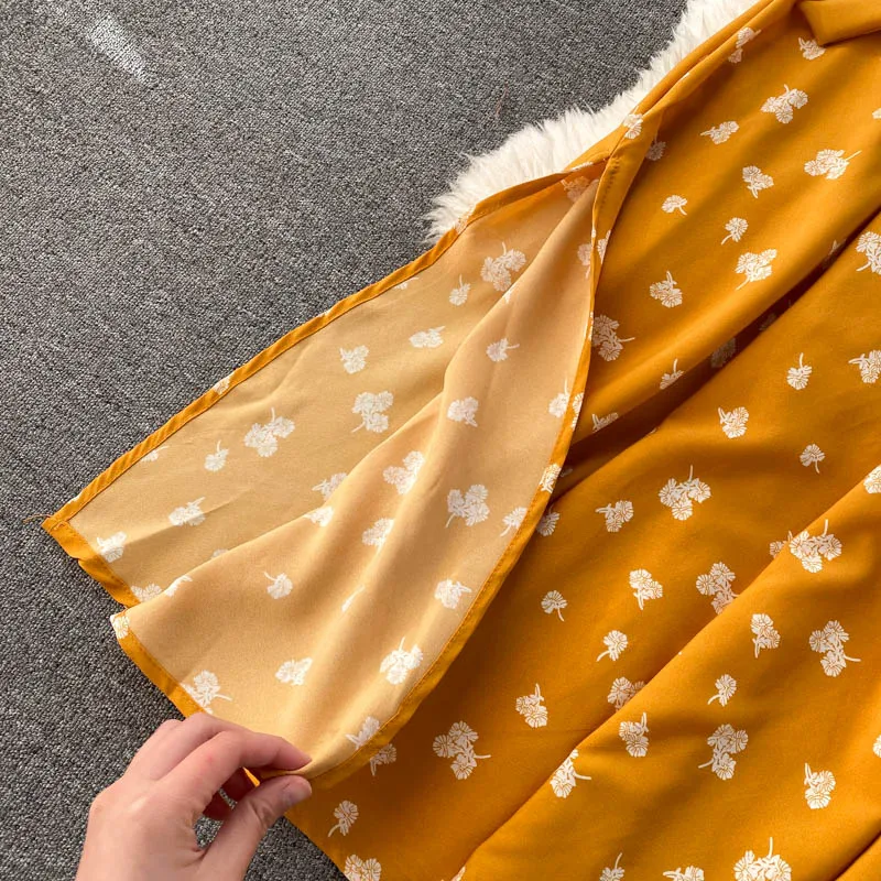 

Teeuiear Boho ruffles v neck floral print Summer bandage long Dress Women casual split Party elegant tunic beach holiday dress