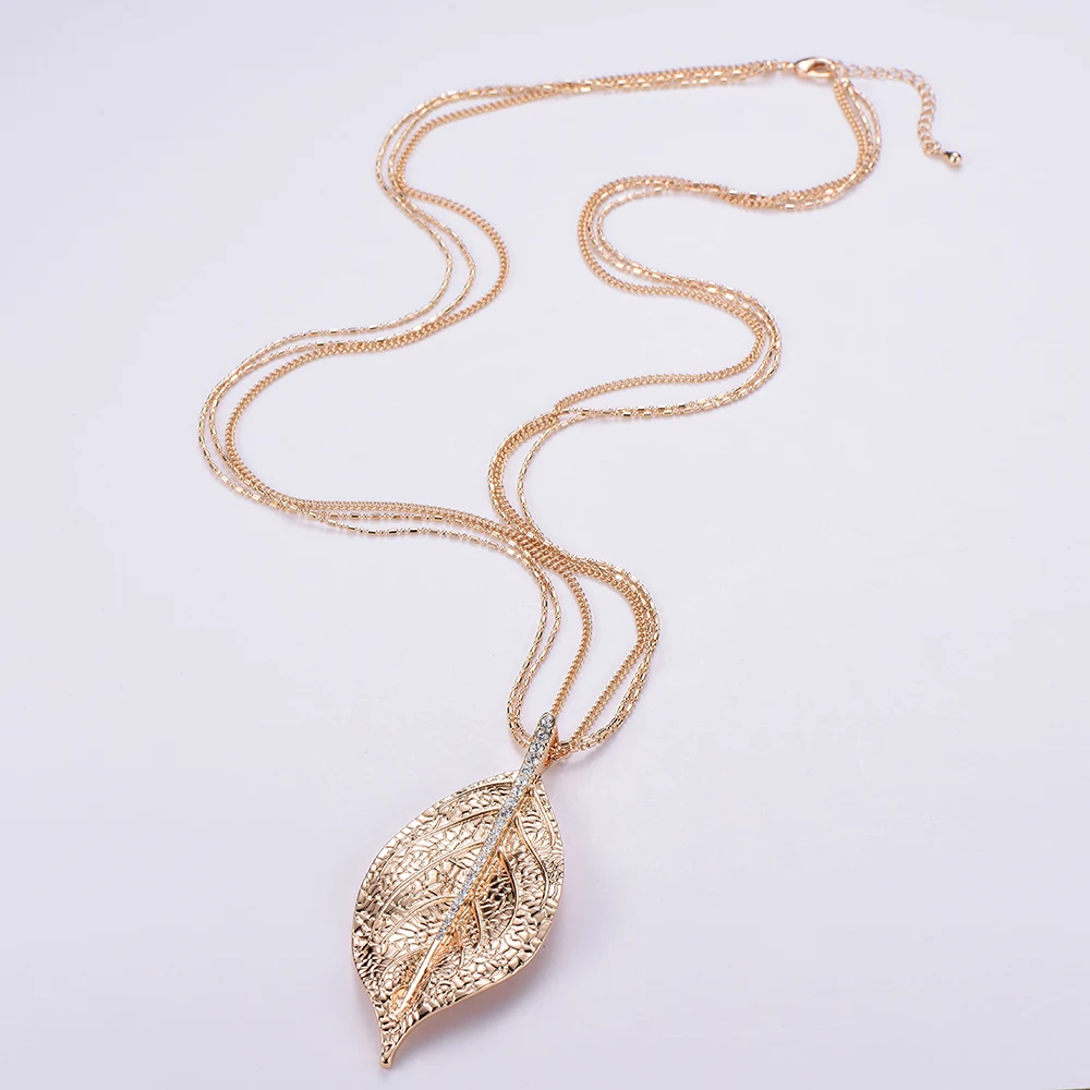 Женское длинное ожерелье с подвеской в виде листьев | Украшения и аксессуары