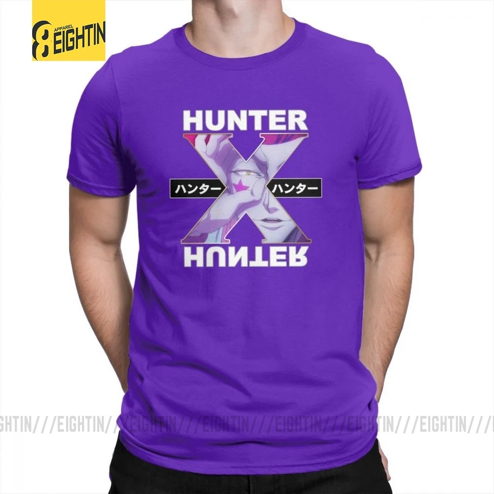 Hunter X Hunter футболки Hisoka очищенные хлопковые футболки с круглым воротником классические уличные футболки с коротким рукавом мужские комиксы плюс - Цвет: Фиолетовый