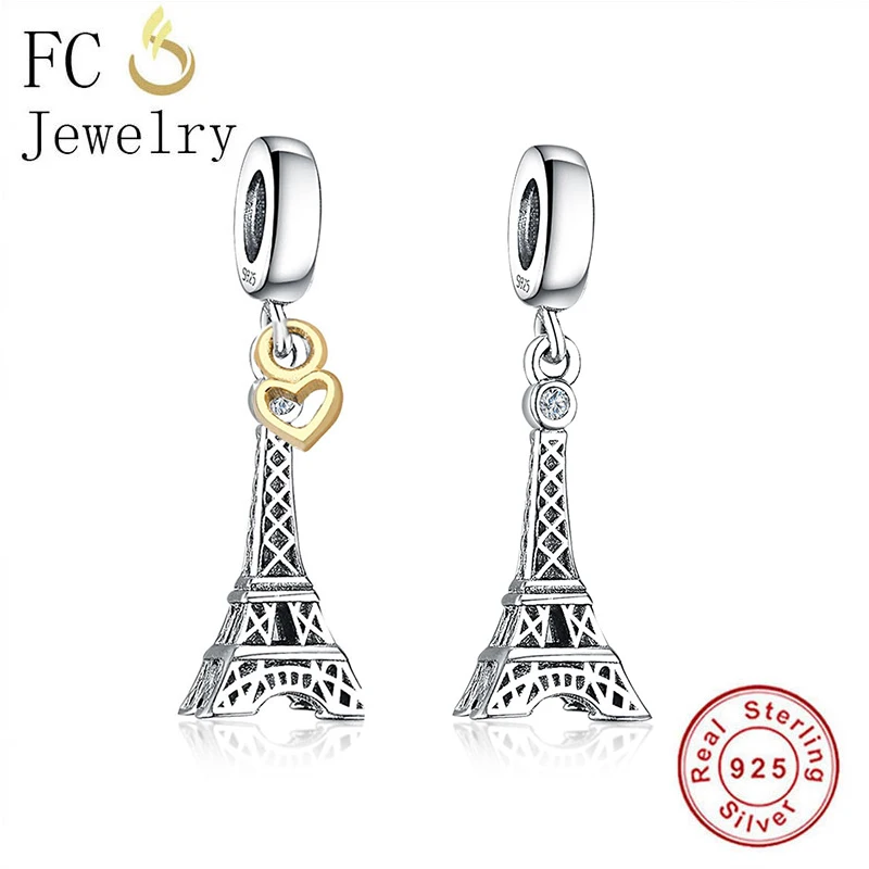FC Jewelry Fit Original Pan Charms Bracelet Real 925 Sterling Silver Paris Eiffel Tower Pendant Dangle Beads Berloque 2020