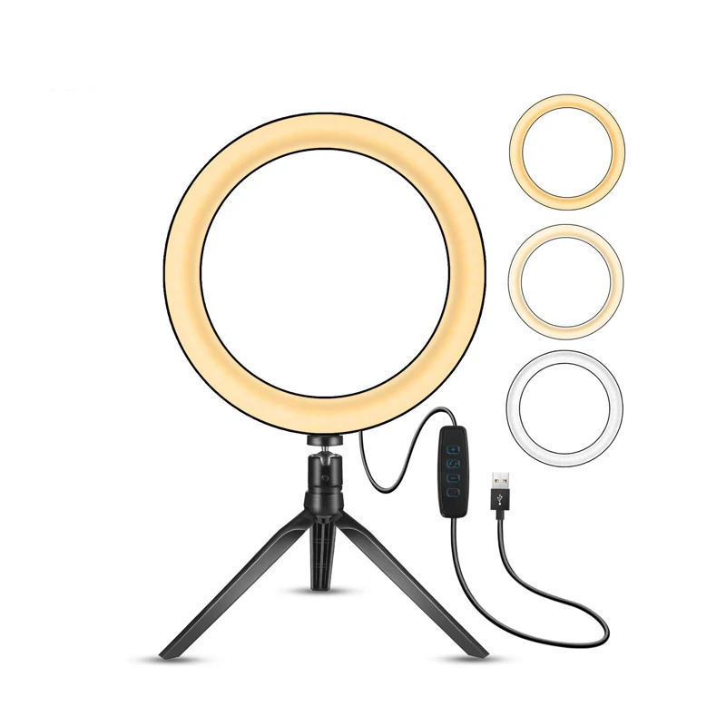 Кольцевая лампа для селфи большая светодиодная 26 см со штативом и держателем