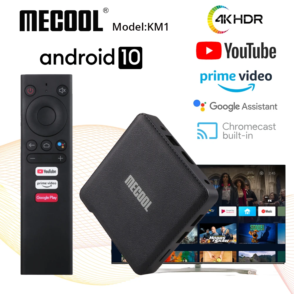Mecool Смарт ТВ приставка Android 10 KM1 Amlogic S905X3 медиа Prime видео Google Сертифицированный с