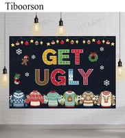get ugly sweater snowflake stripe gingerbread backdrops christmas family friend party background photography poster photocall