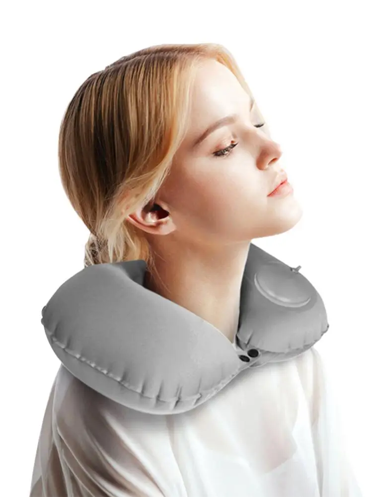 Надувная дорожная подушка для поддержки шеи U образная бархатная надувная с