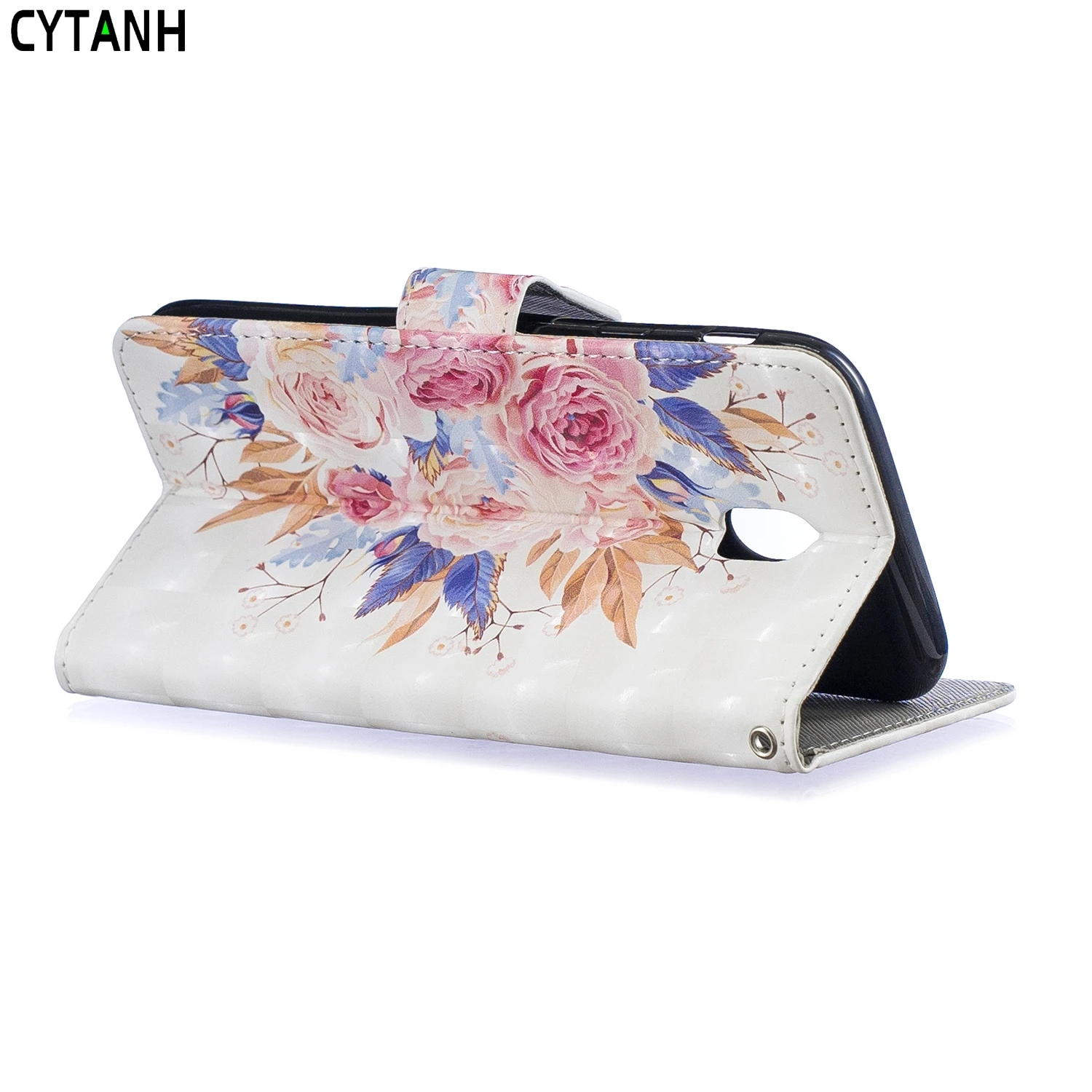 PU Leather Flip Cover Wallet Case For Samsung Galaxy J330 Cases 3D Flower Women Men Coque Funda J3 2017 J330F SM-J330F | Мобильные