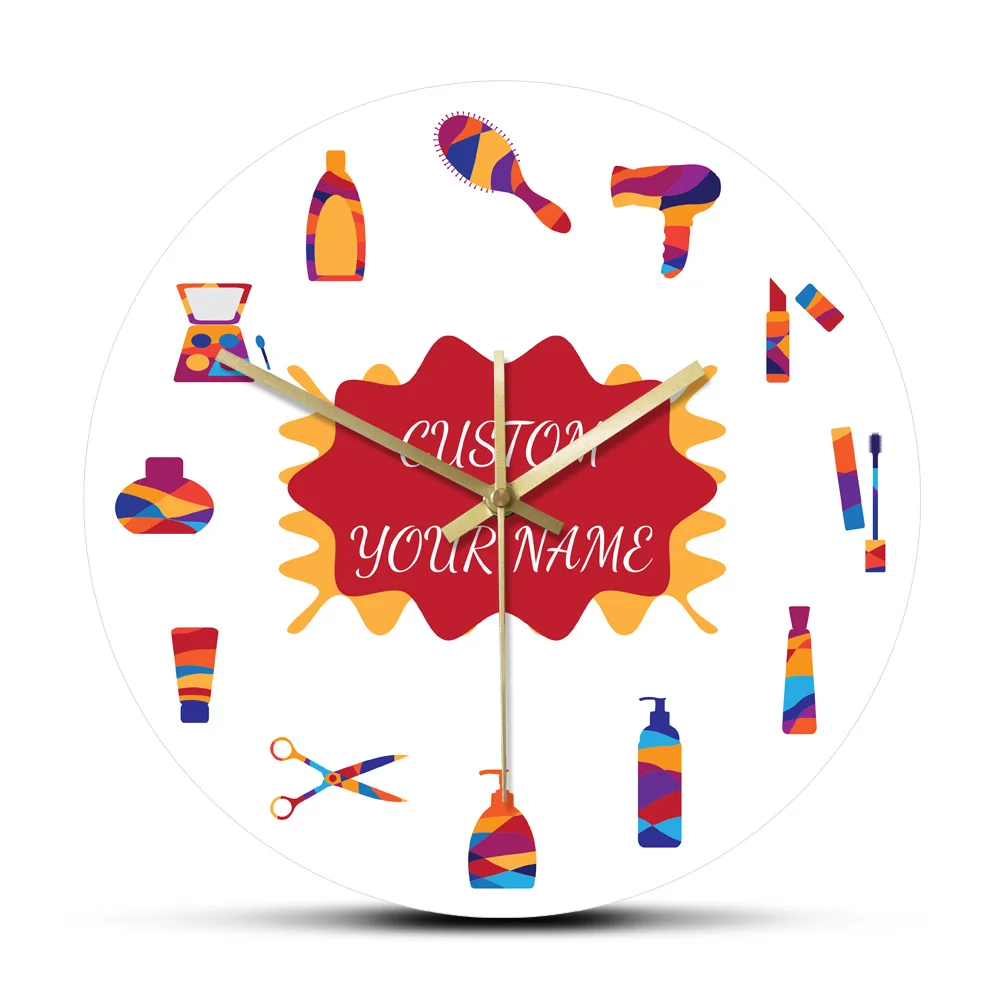 Часы настенные из акрила бесшумные для салона красоты |