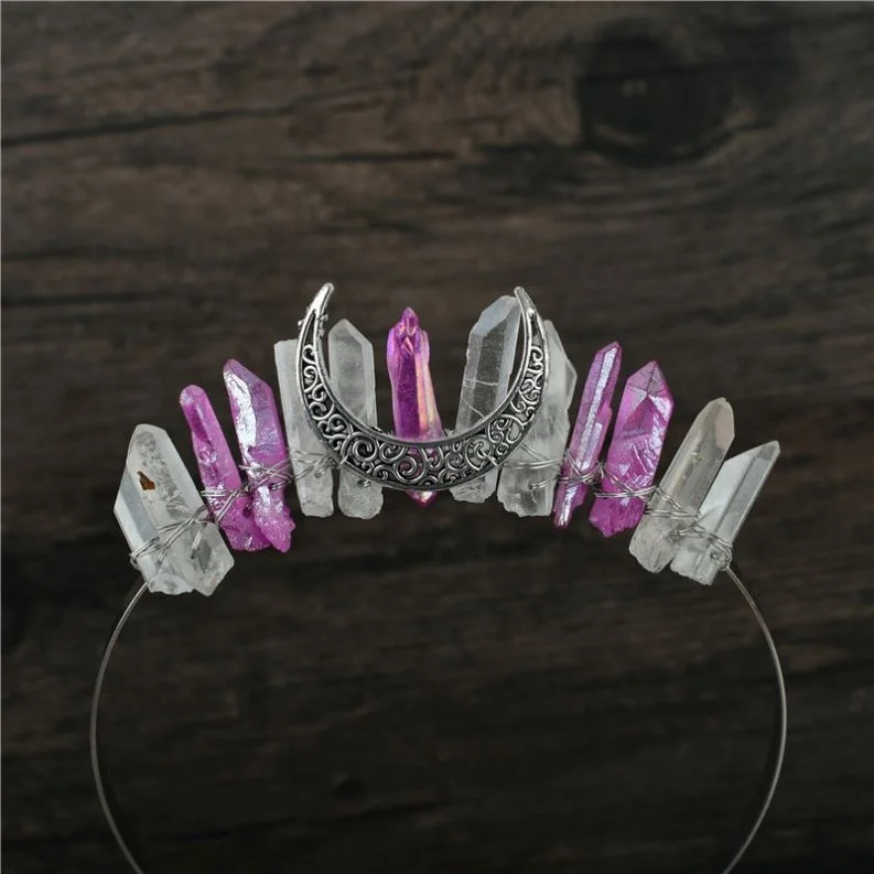 

New Moon Witch Europe America Baroque Full Rhinestone Hair Jewelry Padded Color Crystal Headband For Women