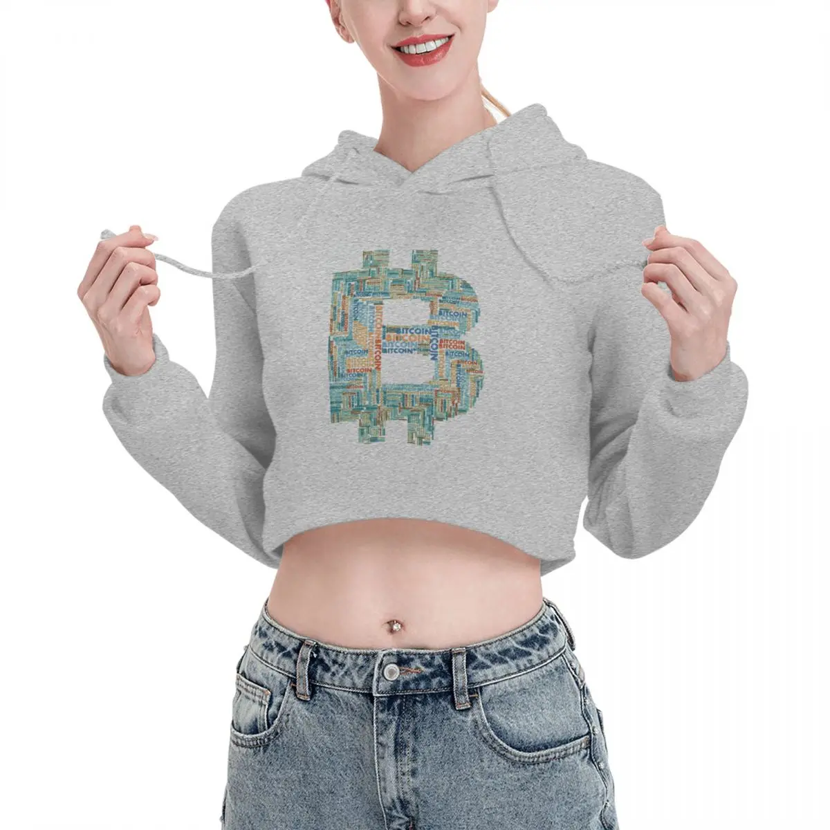 

Open navel Cat Ear Hoodie Sweater Bitcoin Vintage Distressed Bitcoin Distressed With hood Sarcastic cute Print Bullish Hoodie