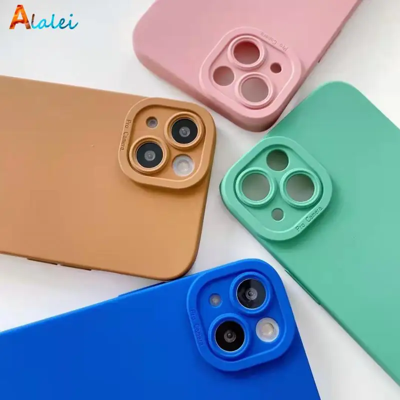 

Candy Colors Phone Case For Huawei P40 P30 Lite Honor30 Mate40 Pro Psmart Z Y9 Prime 2019 Silica Gel Lens Protective Cover