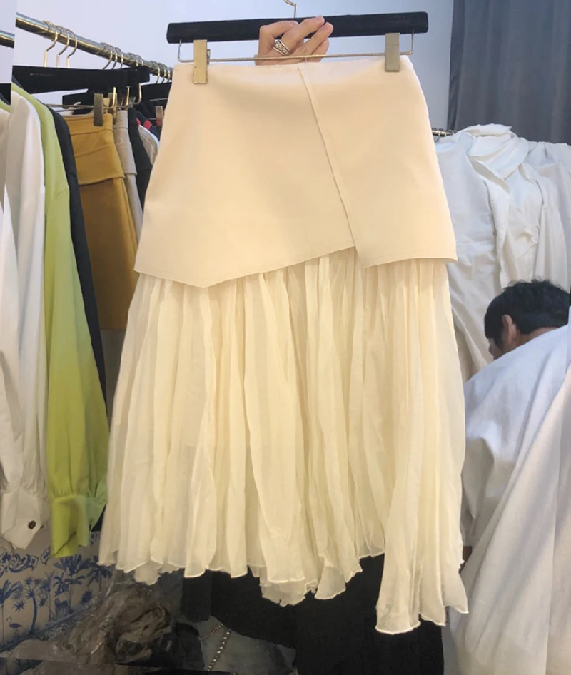 Корейский стиль 2020 весна и осень новые женские юбки модные однотонные хлопковые