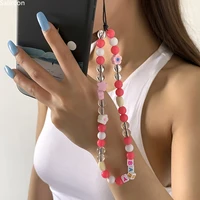 hot boho wrist lanyard chain for mobile phone holder keys id card cute summer flower fruit handphone strap hanging rope jewelry