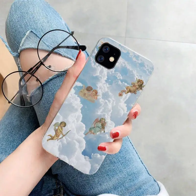 penghuwan renaissance angels hand aesthetic custom photo soft phone case for iphone 11 pro xs max 8 7 6 6s plus x 5s se xr cover free global shipping