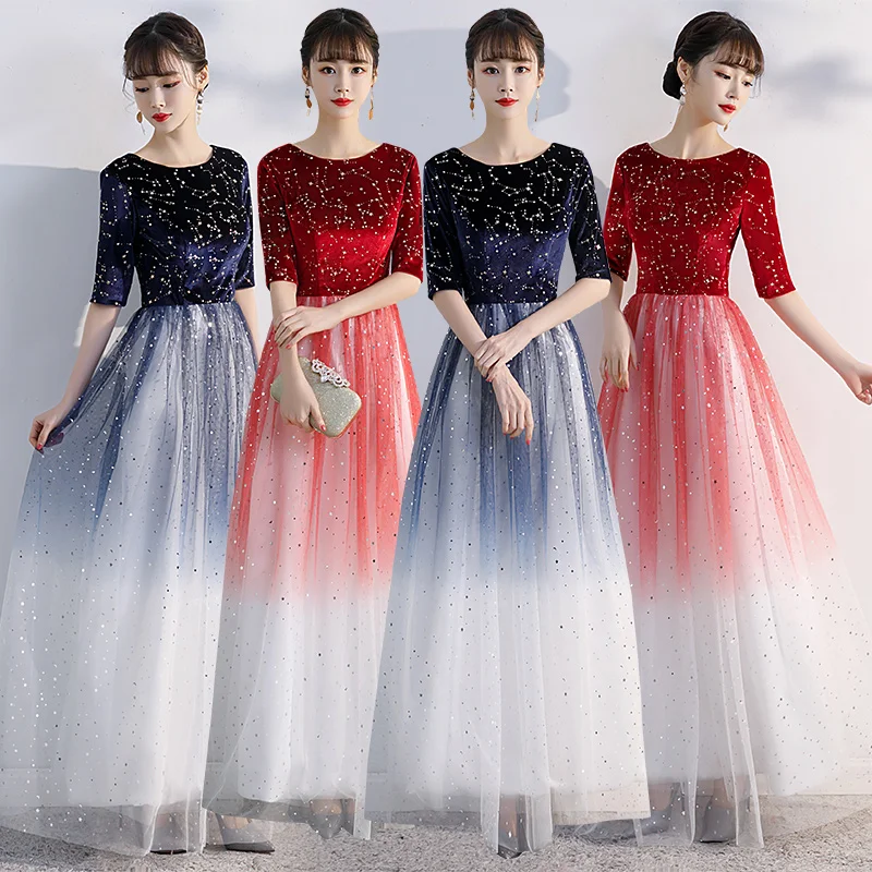 Темпераментная Банкетная одежда длинная секция новинка высококлассная