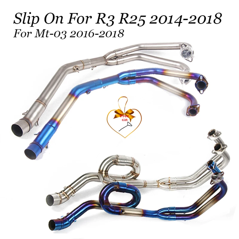 

Motorcycle Exhaust Pipe Complete System Modified Stainless Steel Front Roundabout Middle Connection Pipe For Yamaha R3 R25 Mt-03