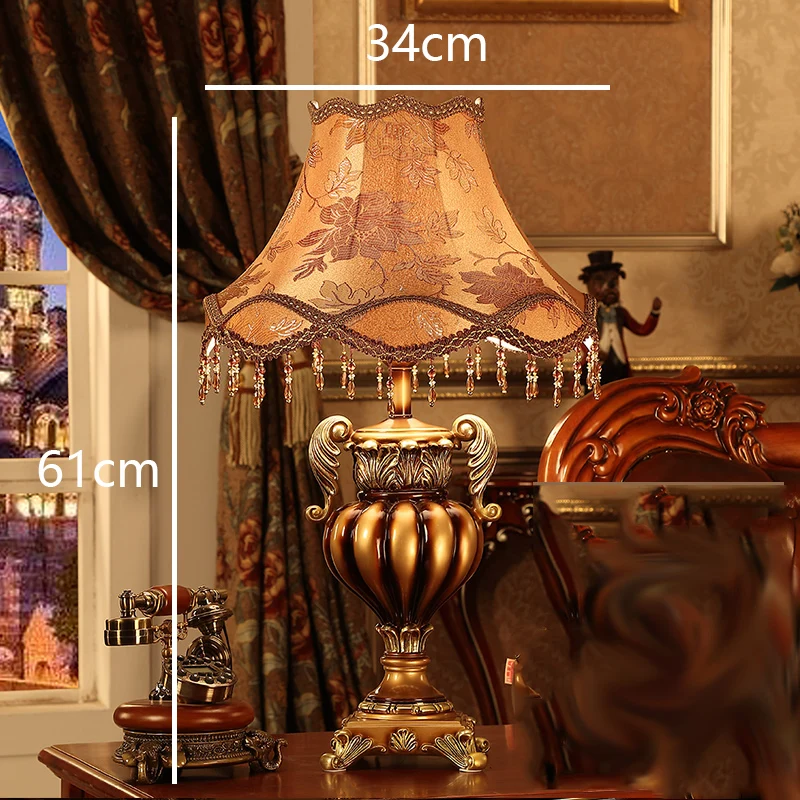 61cm High E Model Роскошная настольная лампа в ретро-стиле из коричневой и белой смолы, роскошная прикроватная лампа для спальни, скульптура из смолы, E27, декоративная лампа, Abajur Led - Цвет абажура: 61cm High E Model