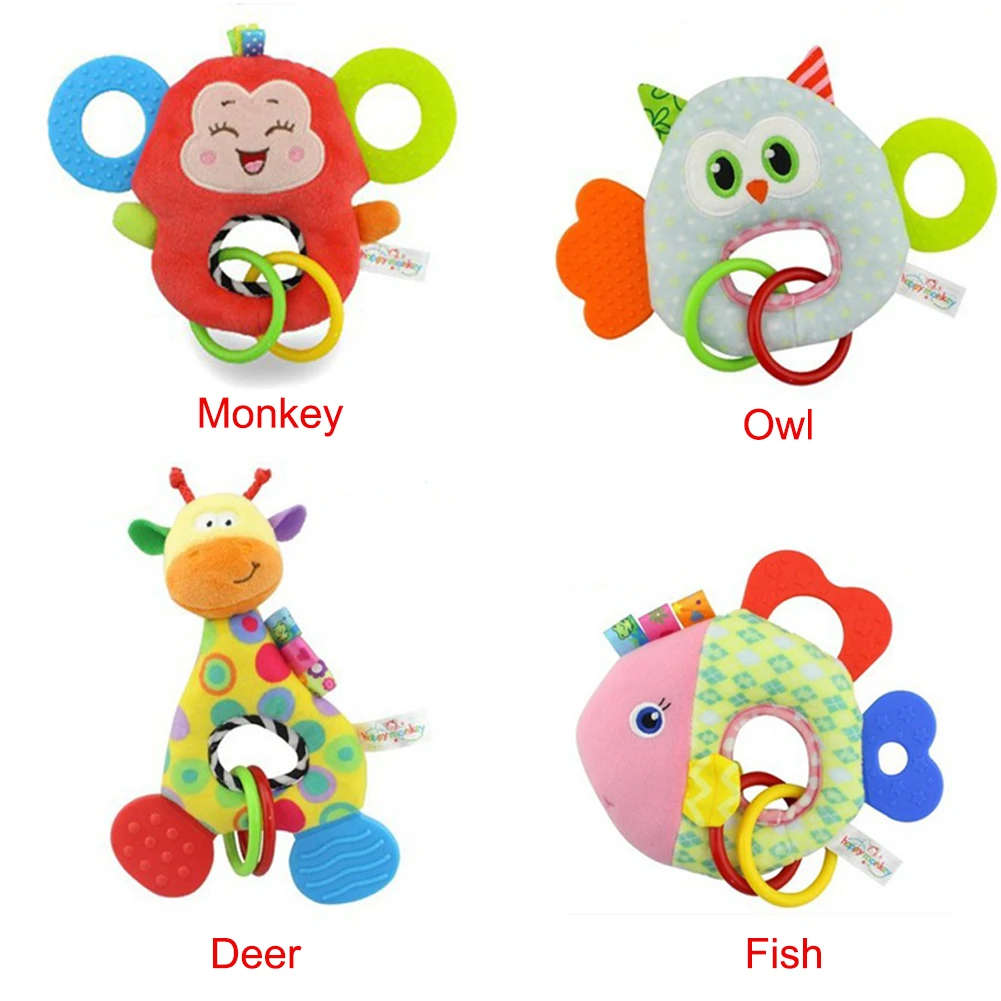 

Animal modeling teether BB hand rattle baby toy O type holding toy