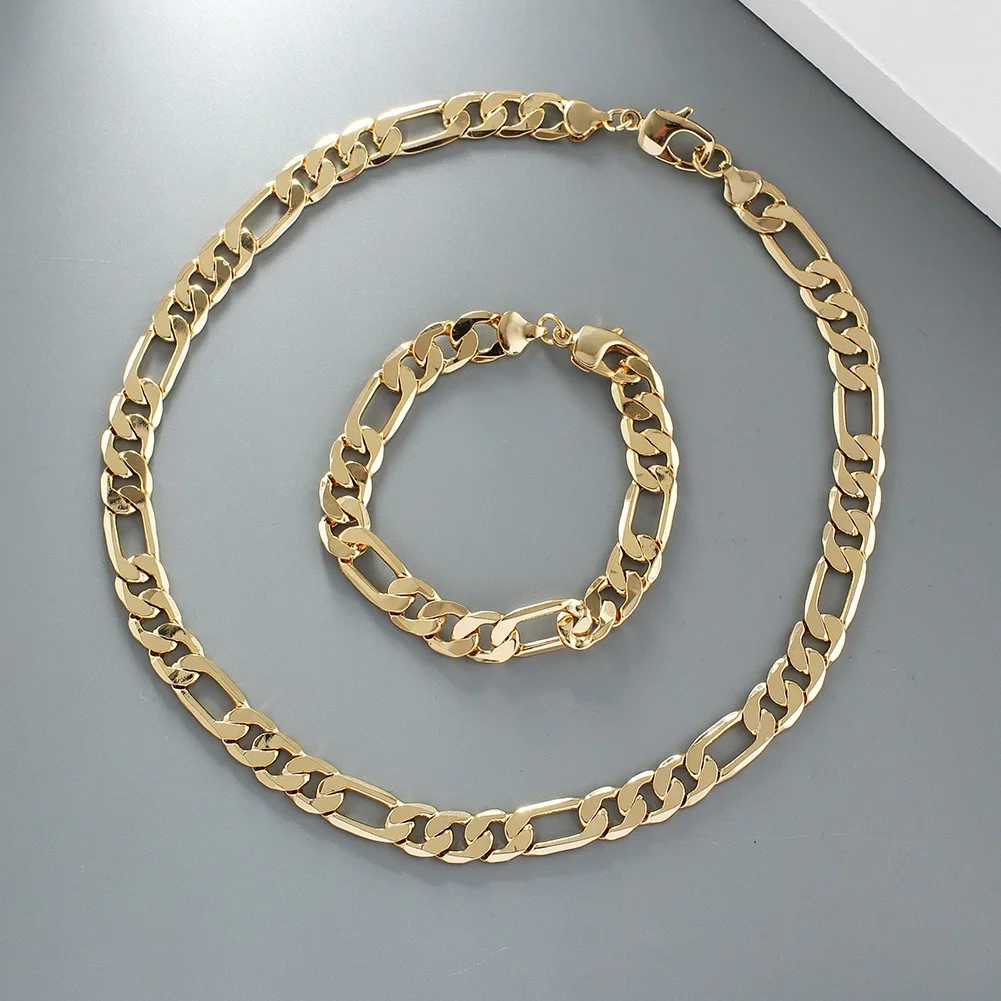 Модное Плоское Ожерелье-цепочка Фигаро для женщин хип-хоп настоящие