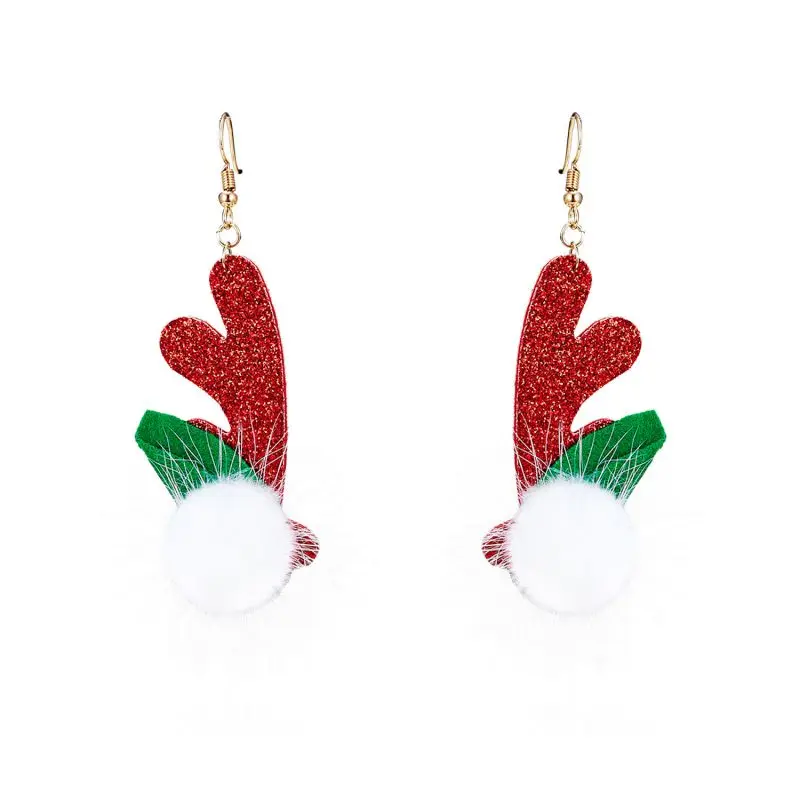 Red antler ball Санта Клаус рождественские серьги снеговик декоративный колокольчик с оленями Рождественская елка серьги ювелирные изделия прекрасные рождественские подарки для влюбленных женщин - Цвет: Red antler ball