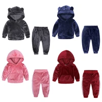childrens suit boys and girls spring and autumn suit childrens leisure velvet top pants two piece childrens sports suit