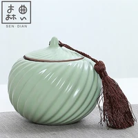 sendian ceramic tea caddy high temperature resistant ru kiln storage pot color glaze ceramic box 2021 office kitchen accessories