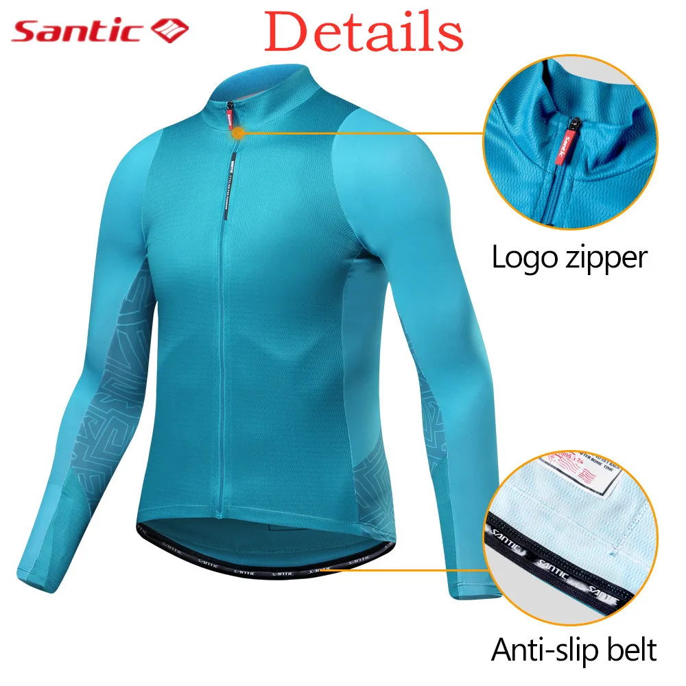 Santic Cycling Jersey Men Quick Dry Long Sleeve Bicycle coat Sun-protective Comfortable MTB Road Bike Top Jersey Asian Size