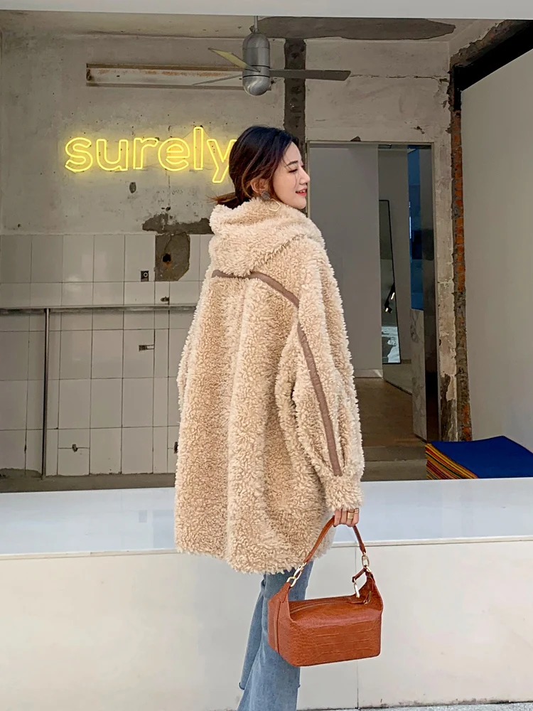 Пальто с натуральным мехом 100% шерстяная куртка осеннее зимнее пальто женская