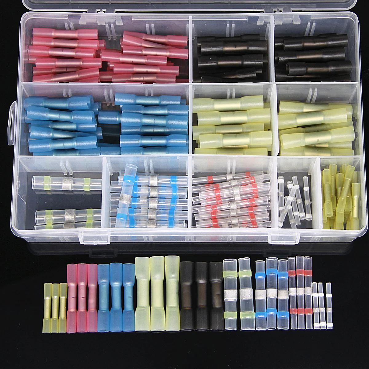 

200PCS Electrical Wire Cable Connectors Set Waterproof Insulated Heat Shrink Terminals Seal Solder Slevee Butt Terminals