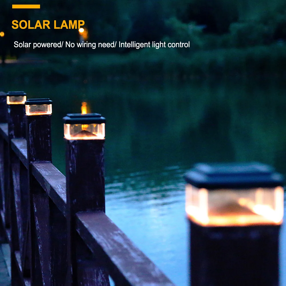 8LED солнечные лампы Открытый Солнечный столб C ap светильник садовый Пейзаж