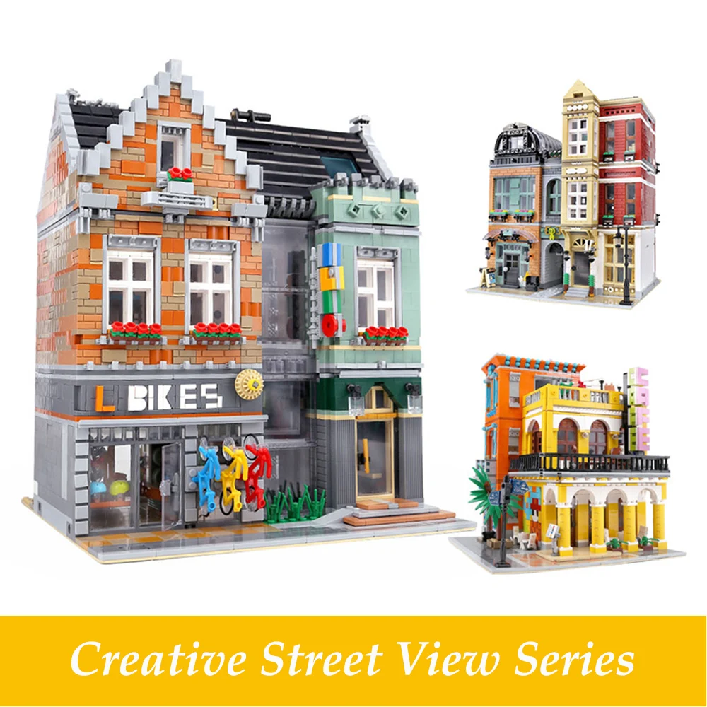 Город МОС уличный вид велосипед магазин строительные блоки креативный обуви