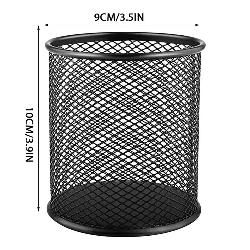 

Iron Pen Pot Anti-slip Desktop Pencil Holder Round Pencil Container for Office School