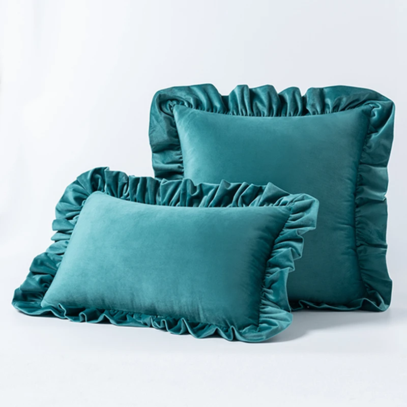 

Inyahome Farmhouse Decorative Throw Pillow Covers Flower Edge Velvet Cushion Cases for Couch Living Room Home Decor