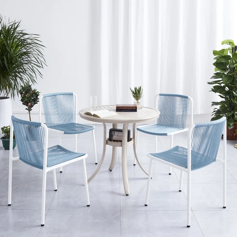 

Уличный двор для отдыха скандинавский веревочный тканый стол и стулья набор из 4 штук сетчатый красный ins креативный дом Искусственный рота...