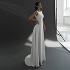 Элегантное белое свадебное платье для невесты 2022 платье с рукавами-крылышками длиной до пола с открытой спиной женское платье-трапеция