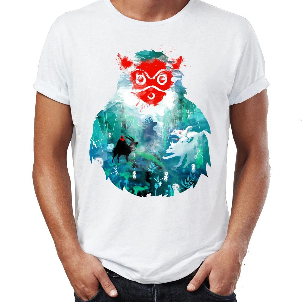 Футболка мужская с принтом принцессы Мононоке Моро волк Бог лес дух | Мужская