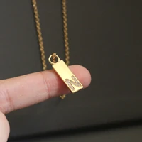 cubic zircon initial letter square charm choker necklace minimalist copper gold color alphabet geometric collar steel chain
