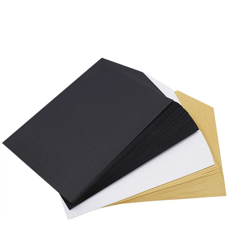 80-350г / м2 высокое качество A4 черный и белый крафт бумага DIY ручная работа карта изготовление крафт бумага толстый картон рисунок эскиз бумага