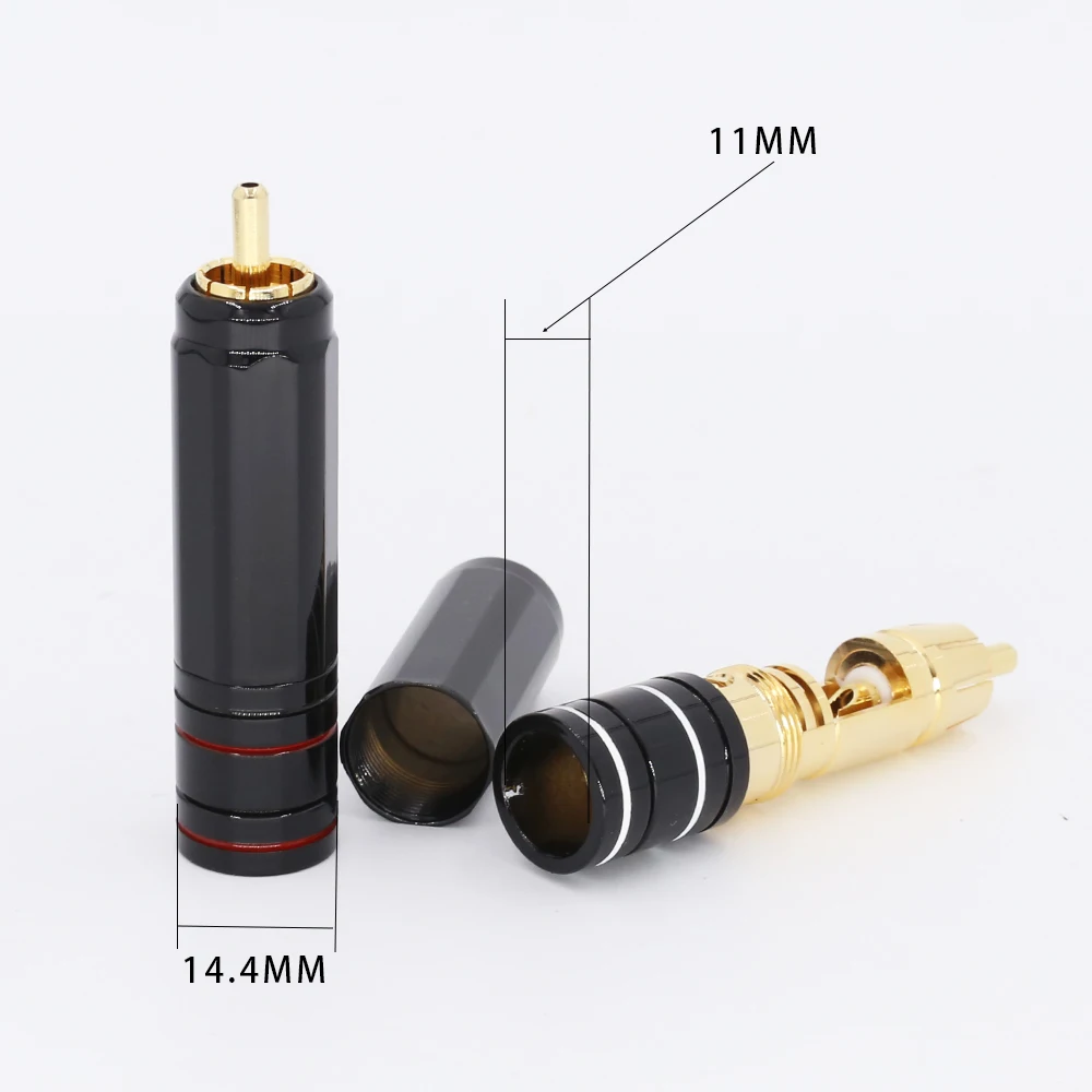

4Pcs High Quality Gold Plated RCA Plug Lock Collect Solder A/V Connector HIFI Connector for DIY cable diameter