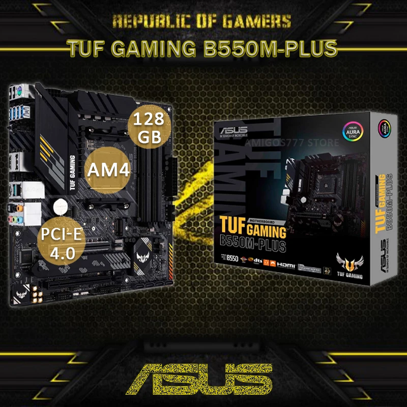 Günstig Buchse AM4 Asus TUF GAMING B550M-PLUS Motherboard DDR4 128GB PCI-E 4,0 M.2 AMD Ryzen Cpu Overlocking AMD B550 Placa-Mãe AM4 Neue