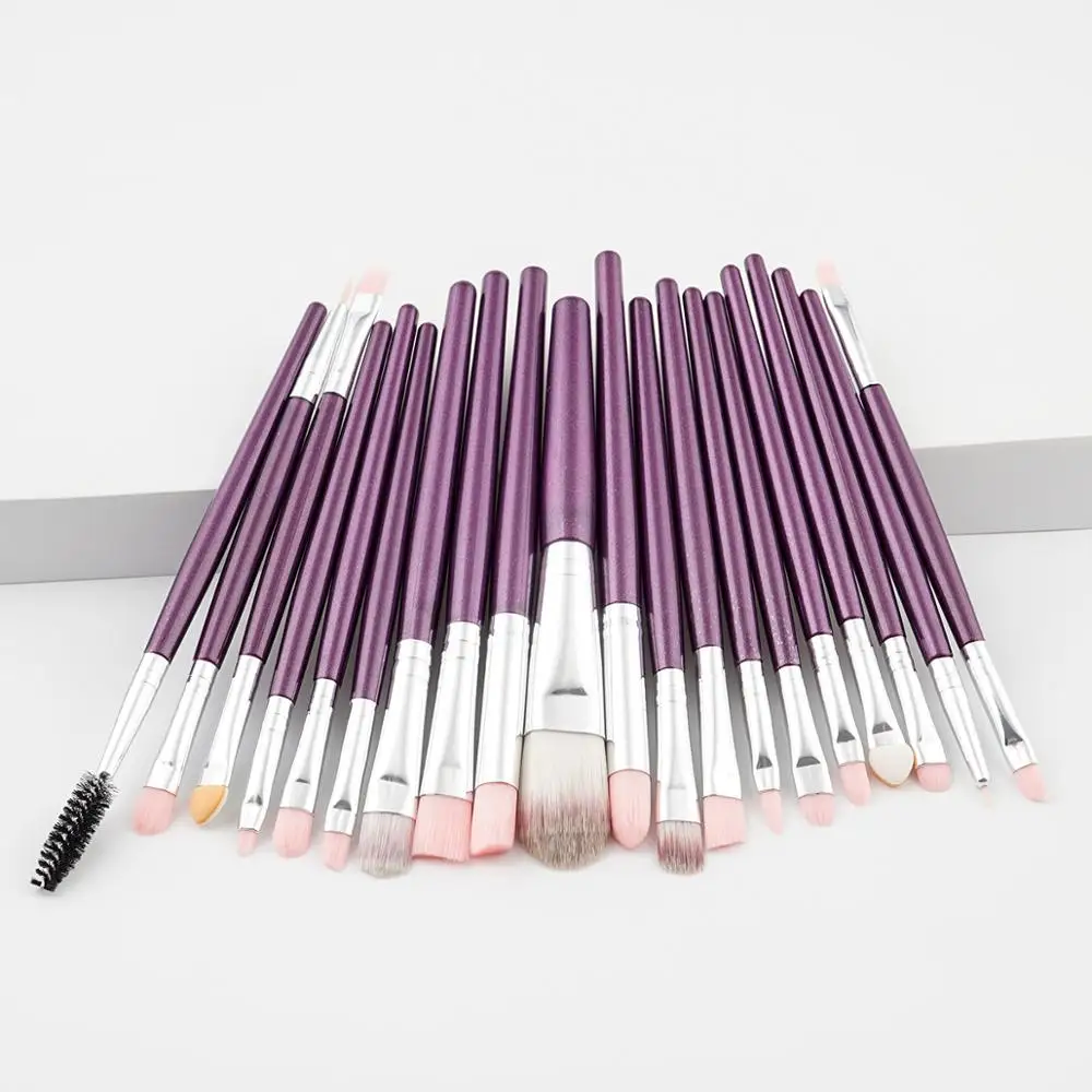 20pcs-purple 20 шт., кисти для макияжа, роскошные наборы теней для век, пудра, подводка для глаз, ресницы, Кисть для макияжа губ, косметические Косметические Инструменты, набор - Handle Color: 20pcs-purple