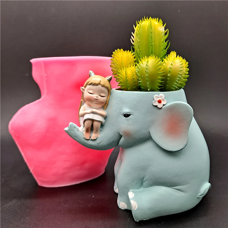 Силиконовая форма 3D для девочек цветочный горшок с белым медведем гипсовая смола