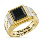 Оригинальное простое Золотое кольцо с инкрустированным черным Цирконом двойной крест стандарта для мужчин уникальное религиозное кольцо ювелирный подарок