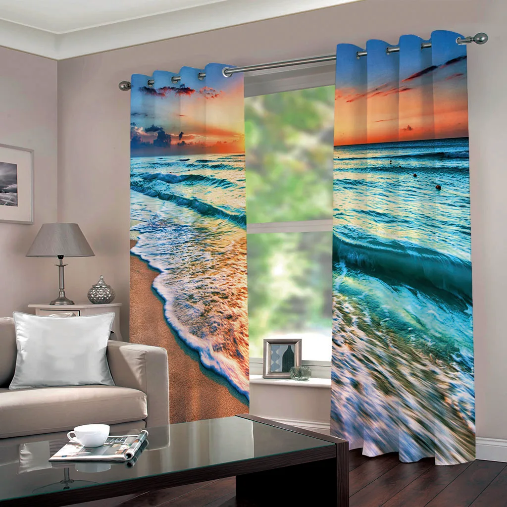 Красивые модные занавески под заказ 3D синий цвет современные для гостиной | Дом и