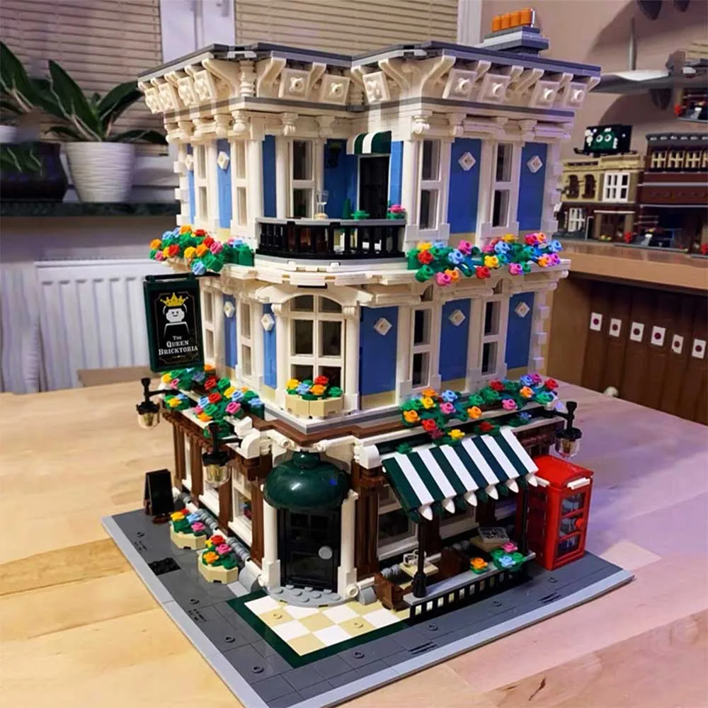 Кубики MOC модульные конструктор уличный вид Queen Bar Bricktoria игрушки для почтового