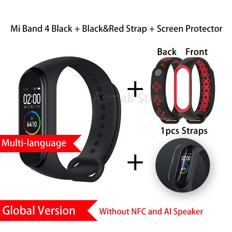 GL YDSBlackred Глобальная версия Xiaomi mi Band 4 mi band 4 Bluetooth Смарт-браслет пульсометр фитнес-браслет китайская версия - Цвет: GL YDSBlackred