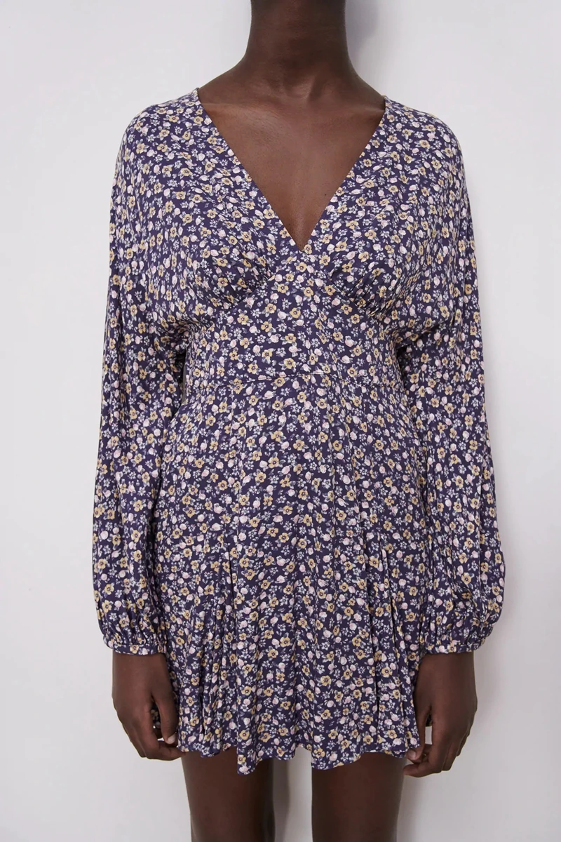 

European and American All-Matching Women's Spring New Pattern Print Short Dress